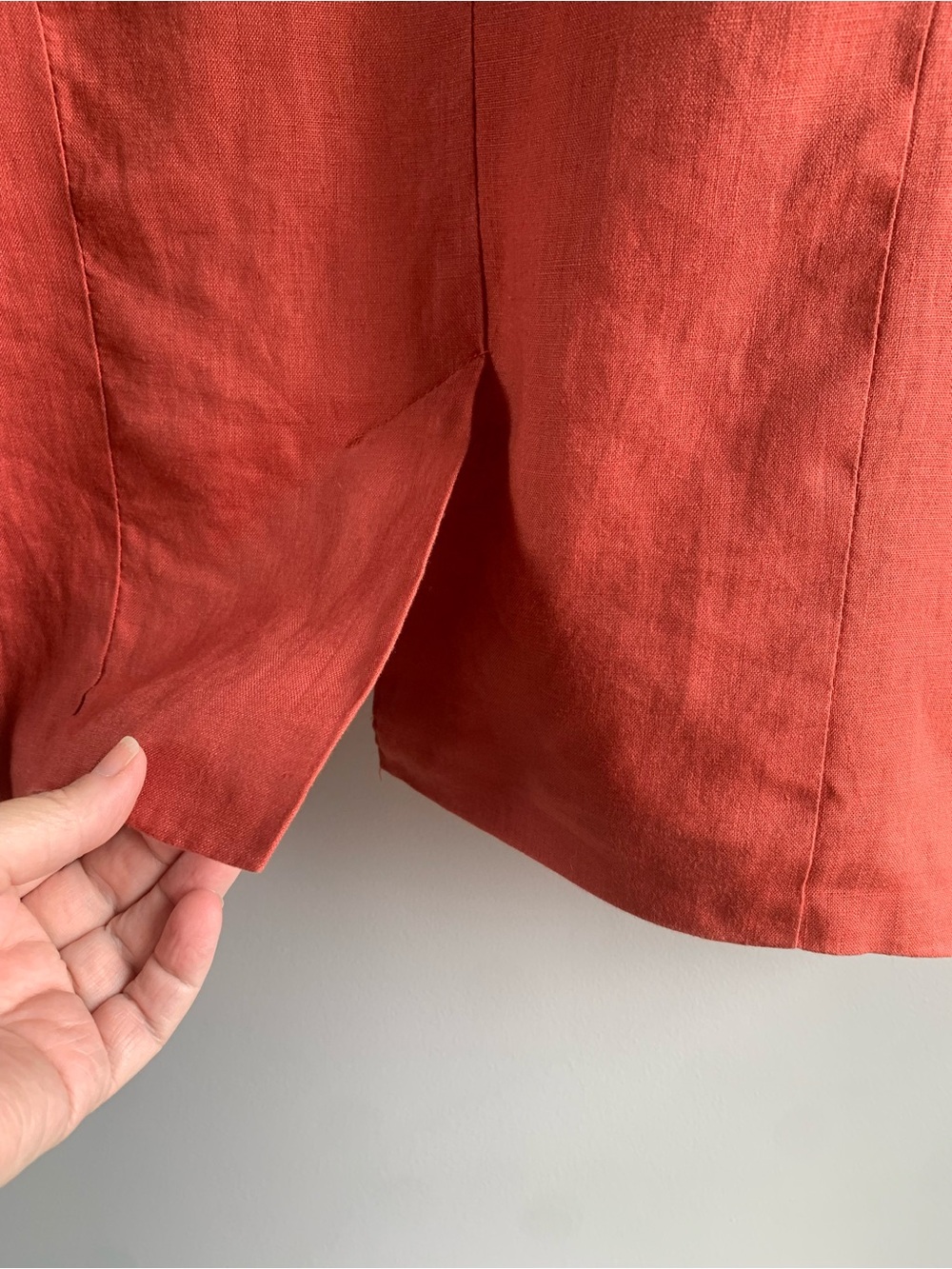 Mi Ami Linen Blazer Jacket Terracotta Open Front Retro Business Casual EUC Small - Picture 4 of 8